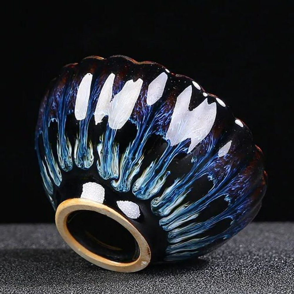 Golden Peacock Glazed Gradient Tea Cup - Picture 5 of 10